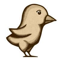 woodprint twitter bird sepia small