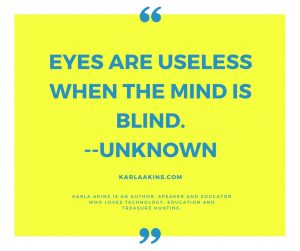 eyes are useless when the mind is blind.--unknown